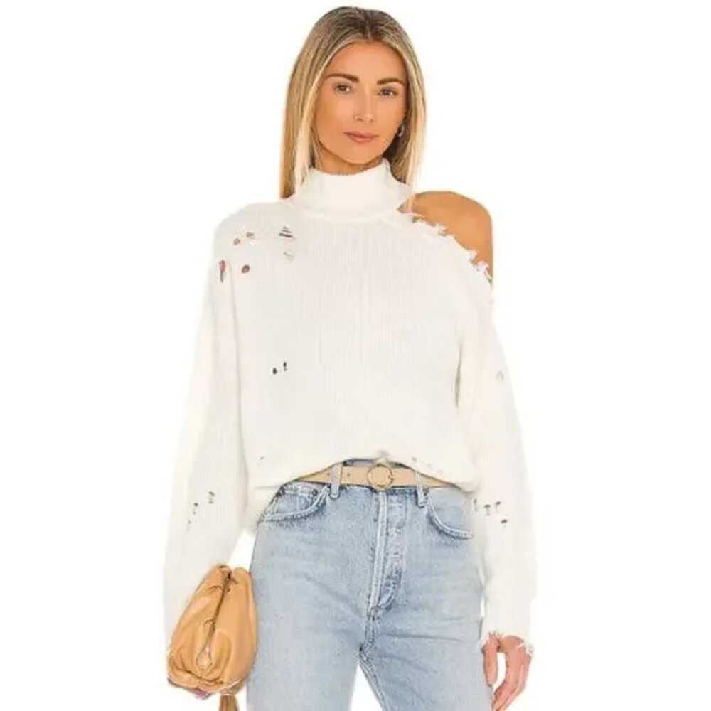 Lovers + Friends Distressed Arlington Sweater L